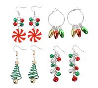 Holibanna 4 Paires Boucles Oreilles Décoratives de Accessoires de Mode avec Sapin Cloche Bonbon et Ampoule pour Fêtes Tenues de