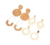 Holibanna 4 paires Boucles Oreilles Ethniques Tissées Main Ensemble Boucles Pendantes Vintage Accessoires de Mode pour Femme pour Toutes Occasions