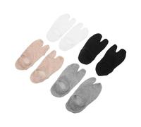 Holibanna 4 paires Chaussettes Invisibles Sport Unisexes à Deux Doigts Antidérapantes Basses et Respirantes Coton Lot de Noir Blanc Café Gris pour Sneakers et Chaussures Bateau