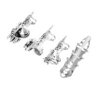 Holibanna 4 pièces Anneaux de Halloween pour Hommes Réglables Mode Gothique Anneaux Articulés Squelette pour Cosplay et Accessoires de Fête