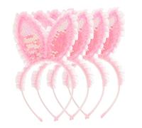 Holibanna 4 Pièces Bandeau D'oreille De Lapin Peluche Groupe Animaux Maquillage Cheveux Bandeau Gonflable Costume De Lapin Bébé Costume De Tigre Enfants Jouets Cochon En Tissu Rose