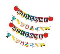 Holibanna 4 Pièces Bannière de Rentrée Scolaire avec Lettrage Welcome Décoration de Salle de Classe pour Première Accessoires de Fête Colorés pour Accueil des Élèves