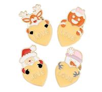 Holibanna 4 Pièces Broche D'amour De Noël Broche Père Noël Charmes De Rennes Favors De Fête Saisonnière Épinglette Coeur