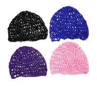 Holibanna 4 pièces Maille Crochetée Lot de Assorties Rose Bleu Noir Filets Cheveux pour Protection et Coiffure