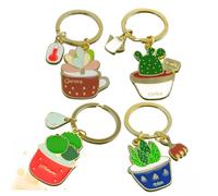 Holibanna 4 Pièces porte-clés handbang pendentif clé breloque de suspension de porte-clés succulent décoration clé porte-clés cactus créatifs petit porte-clés plante Mexique