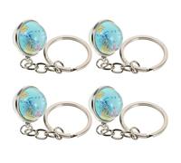 Holibanna 4 Pièces Porte-clés Mini Globe Terre Verre Breloque Planète Décorative Alliage de Zinc Accessoire Léger pour Sac à Dos Voyageurs et Cadeau Souvenir