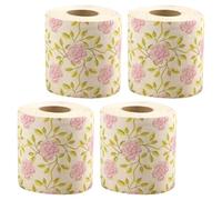 Holibanna 4 Rouleaux Papier Toilette Imprimé Roses Lot de Mouchoirs en Papier Décoratifs en Pâte de Bambou pour Salle de Bain et Saison des Fêtes