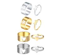 Holibanna 4paires Anneaux Créatifs Forme De Cœur Et Pour Couples Style Aléatoire Pour Usage Événements Spéciaux
