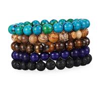 Holibanna 5 pièces Bracelets Homme Pierre Agate Naturelle Extensibles Perles Multicolores Style Polyvalent et Ajustable Cadeau Fête des Pères