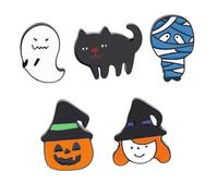 Holibanna 5 Pièces Halloween Ghost Brooches Set Stylish Pumpkin Cat Witch Mummy Pins Costume Accessories For Party And Festival Decoration