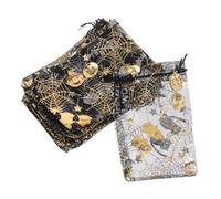 Holibanna 50 Pièces Sacs Organza Noirs à Cordon Sacs à Bonbons Citrouille et Araignée pour Fête Halloween Pochettes Réutilisables et Légères pour Friandises et Bijoux