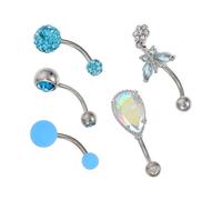 Holibanna 5pièces Anneaux De Piercing Ombilic Acier Inoxydable Pour Femmes Accessoires De Corps Élégants Avec Zirconium Parfaits Pour Fêtes Et Festivals