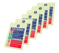 Holibanna 6 Autocollants Phosphorescents Pour Action Incendie Avis D 'Action Incendie Dans Un Hôtel Panneau D 'Incendie Industriel Autocollant De Procédure 'Alarme