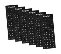 Holibanna 6 Feuilles Autocollants de Remplacement pour Clavier Anglais de Stickers Étanches Fond Noir Mat avec Lettres Blanches Compatible avec Ordinateurs Portables Bureau