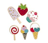 Holibanna 6 pièces Broche Émail Accessoires de Mode Été Pins Cartoons Glace Fraise et Sucette pour Vêtements Sacs et Chapeaux pour et Amateurs de Mode