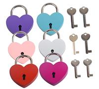 Holibanna 6 pièces Cadenas Forme de Cœur avec Clés Mini Cadenas pour Bagages Boîtes à Bijoux et Journaux Cadeau Couple Amoureux