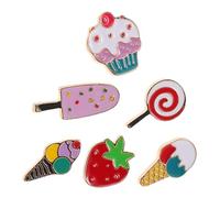 Holibanna 6 pièces Épingles Cartoon avec Glace Gâteau Lollipop et Fraise Accessoires Ludiques pour Vêtements et Sacs