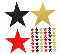 Holibanna 60 Pièces Lot de Découpures Papier Étoile à Branches Décorations Murales pour Classe Découpées Main pour Tableau et Affichage Or Noir et Rouge