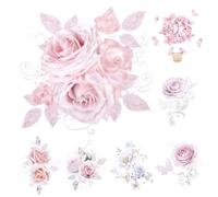 Holibanna 7 feuilles Transferts Thermocollants Fleurs Stickers à Repasser Shirts DIY Décoration Vêtements Personnalisés Résistants Au Lavage
