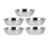 Holibanna Acier Inoxydable Gamelle Lot de 5 Ronde, pour Chat | Surface Lisse, Nettoyage Facile, pour Croquettes et Eau, Usage Maison ou Pension, Finition Argentée