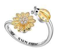Holibanna Bague Bijoux Tournesol Anneaux Fidget Pour Femmes Bague Décoration Fille Créative Fleur Réglable Pour Adolescentes Anneau Ouvert Cuivre