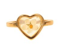 Holibanna Bague Cœur Fleur Séchée Acier Inoxydable Plaqué Or Anneau Floral Artisanal Élégant pour Femmes Bague Statement Confortable Au Design Unique