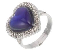 Holibanna Bague D'humeur Ajustable en Alliage Pierre Précieuse de Cœur, Anneau de Température Changeant de Couleur pour Femmes, Bijou pour Festivals et Soirées
