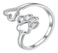Holibanna Bague Ouverte Empreinte De Chien Et Cœur En Alliage Réglable, Bijoux De Doigt Pour Femmes Et Adolescentes, Décoration Mode Argentée Ajustable Polyvalente Pour Présent