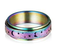 Holibanna Bague Titane Femme Motif Lune Étoile Rotative Anneau Anti-stress Pour Jours