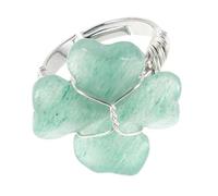 Holibanna Bague Trèfle à Quatre Feuilles en Cristal Argenté Légère pour Femme, Bijou Amulette Présent Saint-valentin, Anneau Clover Élégant pour Mariage et Fiançailles