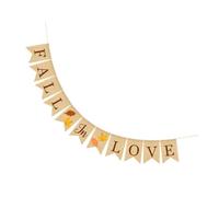 Holibanna Bannière de Mariage en Lin à Fanions Queue D’Aronde Guirlande Décorative Naturelle pour Fête Automnale Décoration Mariage Rustique et Cérémonie 1 Pièce