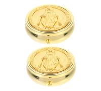 Holibanna Boîte à Chapelet En Métal Doré Inscriptions Sainte Vierge, Coffret De Première Communion Compact Pour Rangement Chapelets Et Objets Religieux, Lot De 2 Pièces, Présent Souvenir Religieux