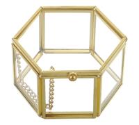 Holibanna Boîte Hexagone D'affichage 7.5 x 7 x 4.5cm pour Anneau Stockage De Bijoux Porte-Cadeau Anti-Tarnish en Verre et Alliage Géométrique