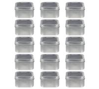 Holibanna Boîtes Métalliques Carrées 15 Pcs 113 Ml avec Fenêtre Transparente en Fer-blanc Argenté Moyen, Contenant à Bougie Soi-même pour Fabrication Bougies et Rangement Cosmétique