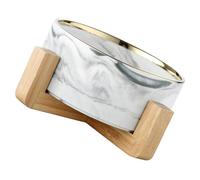 Holibanna Bol à Soupe pour Animaux de Compagnie en Céramique Marbrée avec Support en Bois - Gamelle Pratique et Convenante pour Chats et Chiens - Style Nordique pour Familles