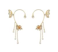 Holibanna Boucles D’oreilles à Clip Fleurs Dorées Pompons, Manchettes D’oreilles pour Femmes, Bijoux sans Perçage, Accessoire Mode Élégant pour Fêtes et Usage Quotidien