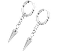 Holibanna Boucles D’Oreilles Pendantes en Acier Inoxydable Titane Créoles à Rivets Triangulaires Style Punk Minimaliste pour Femmes Couleur Acier Bijoux et Hypoallergéniques