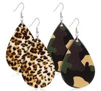 Holibanna Boucles D'oreilles Pendantes en Cuir Synthétique Vintage Motif Léopard pour Femmes et Filles, Légères, Style Goutte, pour Mariages et Occasions Formelles, 2 Paires