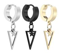 Holibanna Boucles D'oreilles Pendantes Étoiles en Acier Inoxydable, Style Hiphop, Design Décoratif et Accrocheur, Lot de 3 Pièces pour Cérémonie et Voyage