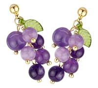Holibanna Boucles D'oreilles Pendantes Raisin en Argenté 925, Petites Boucles D'oreilles Fruits pour Adolescentes, Bijoux Violets Délicats pour Fêtes et Usage Quotidien
