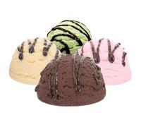 Holibanna Boules de Glace Fausses en PVC 4 Pièces Accessoires Décoratifs pour Vitrine et Présentation de Table Faux Desserts Parfum Vanille Fraise-Chocolat Matcha Chocolat