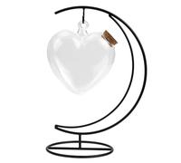 Holibanna Bouteille Souhait en Verre Transparent Suspendue de Cœur pour Décoration Support Métallique Contenant Étoile Origami pour Fleurs et Souhaits