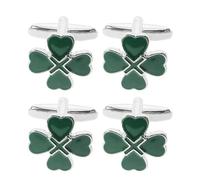 Holibanna Boutons de Manchette Verts en Alliage Métallique, Motif Cœur Trèfle à Quatre Feuilles, 2 Paires, Accessoires de Costume Homme pour Chemise, Maintien Antidérapant, Bijoux