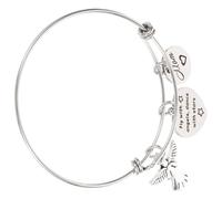 Holibanna Bracelet à Étiquette Gravée en Acier Inoxydable Brillant, Bijou Délicat pour Femme, Présent Anniversaire Romantique, Bracelet Créatif Finition Polie, Design Unique Fly With Angels