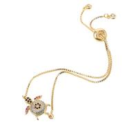 Holibanna Bracelet ajustable tortue de mer : chaîne à maillons en zircone dorée avec breloque vie marine - Bracelet d'amitié - Bijoux sur le thème de l'océan pour femme