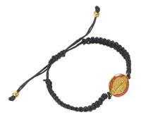 Holibanna Bracelet Catholique Saint Benoît pour Hommes en Alliage et Ficelle Noir, Léger et Ajustable, Élégant Usage Quotidien Tenue Décontractée