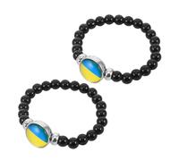 Holibanna Bracelet de Perles Cabochon Drapeau Ukrainien Lot de 2 Pièces Accessoire Portable Unisexe Bijoux Ukrainiens Décoratifs pour Fêtes Nationales et Échanges Culturels