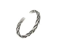 Holibanna Bracelet Ouvrant Tressé en Argenté S925 Unisexe Vintage Décoration de Poignet Présent pour Femme et Homme Style Rétro Taille Ajustable