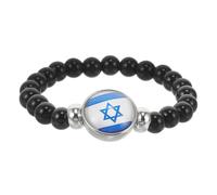 Holibanna Bracelet Perles Motif Drapeau Israël Unisexe Accessoire Patriotique Polyvalent Finition Polie Soignée Style Culturel et Moderne