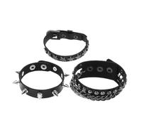 Holibanna Bracelet Punk Multilayer Noir Cuir Synthétique Clouté Bracelet Large Ajustable pour Hommes et Femmes Style Résistant et Confortable pour Usage Quotidien